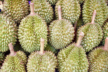 Close-up durian group for sale in a market