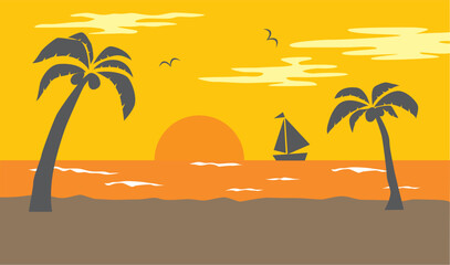 ハワイのビーチ（日没）