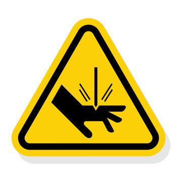 ISO Triangle Warning Sign: Cut or Sever Hazard Symbol