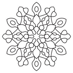Easy mandala like flower or star, basic and simple mandalas Coloring Book for adults, seniors, and beginner. Digital drawing. Floral. Flower. Oriental. Book Page