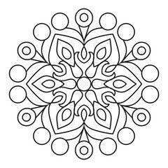Easy mandala like flower or star, basic and simple mandalas Coloring Book for adults, seniors, and beginner. Digital drawing. Floral. Flower. Oriental. Book Page