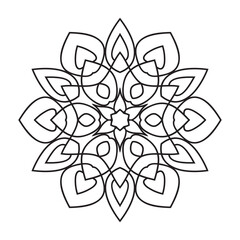 Easy mandala like flower or star, basic and simple mandalas Coloring Book for adults, seniors, and beginner. Digital drawing. Floral. Flower. Oriental. Book Page