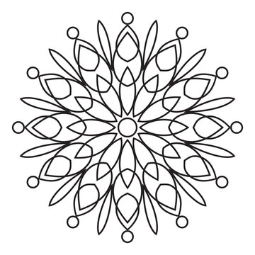 Easy mandala like snowflex flower or star, basic and simple mandalas Coloring Book for adults, seniors, and beginner. Digital drawing. Floral. Flower. Oriental. Book Page
