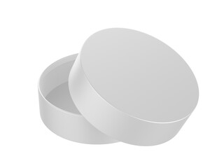 Round blank hard cardboard packaging box mock up template, 3d illustration.