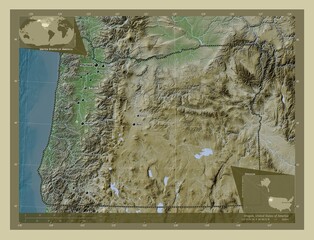 Oregon, United States of America. Wiki. Labelled points of cities