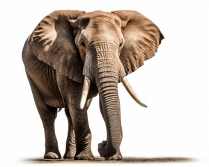 photo of African bush elephant isolated on white background. Generative AI