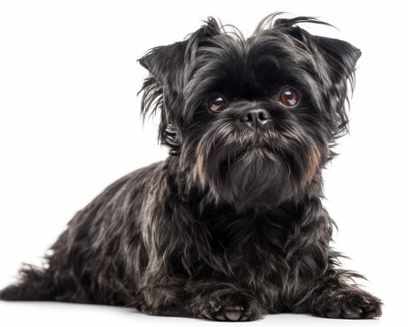 photo of addax affenpinscher isolated on white background. Generative AI