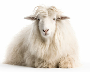 photo of Angora goat isolated on white background. Generative AI