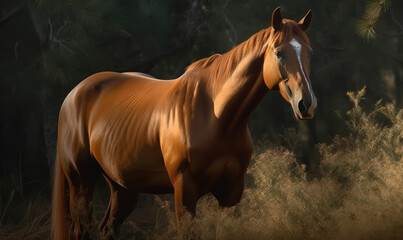 photo of American Saddlebred horse in its natural habitat outdoors. Generative AI