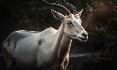 photo of addax antelope in its natural habitat outdoors. Generative AI