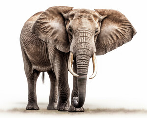 Fototapeta premium photo of African bush elephant isolated on white background. Generative AI