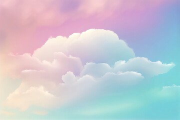 Soft puffy clouds in ombre pastels for social media, template or background wallpaper 