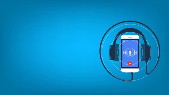 Podcast. Podcasting, online radio, music steaming concept. 2d animation, video clip.