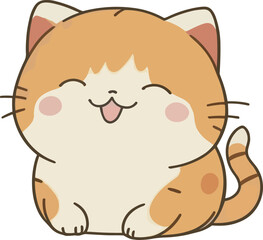 A cartoon drawing of a cat with the word happy on the front.