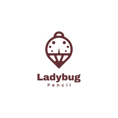 Vector Logo Illustration Ladybug Line Art Style.