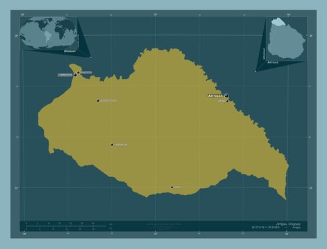 Artigas, Uruguay. Solid. Labelled points of cities