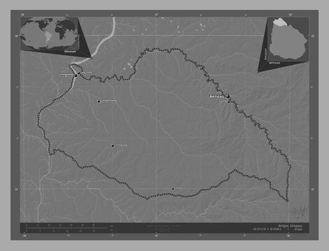 Artigas, Uruguay. Bilevel. Labelled points of cities