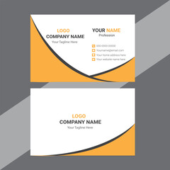 Naklejka premium Modern and simple business card design with yellow and dark black color