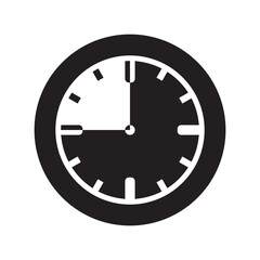 Time quarter to symbol icon, vector illustration, black on white background