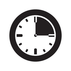 Time quarter past symbol icon, vector illustration, black on white background