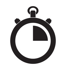 Stopwatch 15'' symbol icon, vector illustration, black on white background