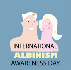 International Albinism Awareness Day, woman and man with albinism with white hair