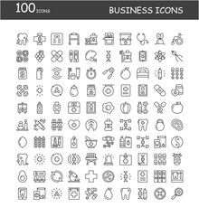 Fototapeta na wymiar 100 set of business outline icons.