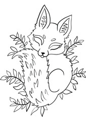 Let your creativity run wild with this intricately designed fox illustration for coloring book enthusiasts. Perfect for all ages, this black and white design features smooth lines and bold contours