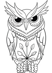 This adorable black-and-white owl silhouette is perfect for children's coloring books. Let their creativity run wild with this fun and engaging activity.