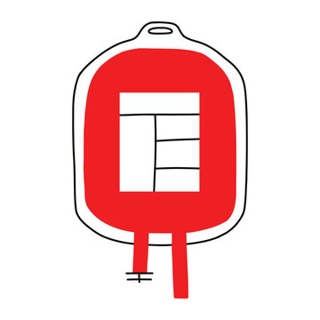 recommend clip art: Vector illustration of a blood bag. Doodle style. Donated blood bag. World Blood Donor Day.