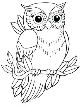 This adorable black-and-white owl silhouette is perfect for children's coloring books. Let their creativity run wild with this fun and engaging activity.