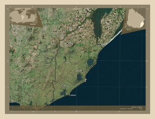 Rocha, Uruguay. High-res satellite. Labelled points of cities