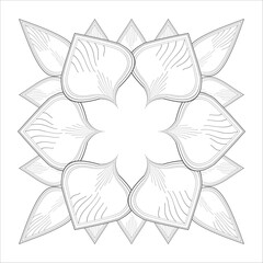 Zentangle flowers in black and white for coloring book. Hand Drawn Flowers for Adult Anti Stress of coloring page in Monochrome  Isolated in white background