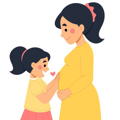 Illustration of pregnant mother and daughter