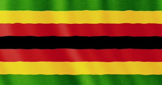 4k seamless loop animation with the flag of Zimbabwe. Zimbabwean flag backdrop seamless animation.