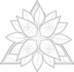 Zentangle flowers in black and white for coloring book. Hand Drawn Flowers for Adult Anti Stress of coloring page in Monochrome  Isolated in white background