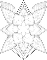 Zentangle flowers in black and white for coloring book. Hand Drawn Flowers for Adult Anti Stress of coloring page in Monochrome  Isolated in white background