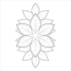 Coloring Page for Fun and Relaxation. Hand Drawn Sketch for Adult Anti Stress. Decorative Abstract Flowers in Black Isolated on White Background.-vector