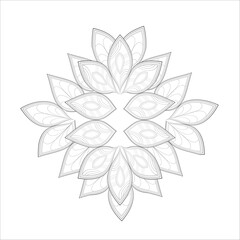 Coloring Page for Fun and Relaxation. Hand Drawn Sketch for Adult Anti Stress. Decorative Abstract Flowers in Black Isolated on White Background.-vector