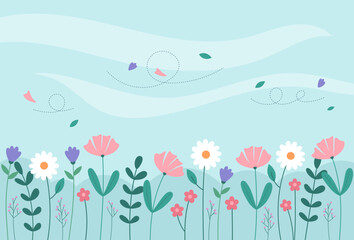 Illustration of spring flowers background