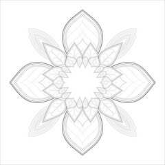 Coloring Page for Fun and Relaxation. Hand Drawn Sketch for Adult Anti Stress. Decorative Abstract Flowers in Black Isolated on White Background.-vector