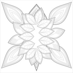 Coloring Page for Fun and Relaxation. Hand Drawn Sketch for Adult Anti Stress. Decorative Abstract Flowers in Black Isolated on White Background.-vector