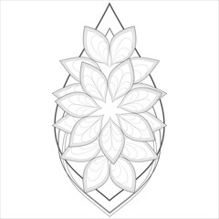 Coloring Page for Fun and Relaxation. Hand Drawn Sketch for Adult Anti Stress. Decorative Abstract Flowers in Black Isolated on White Background.-vector