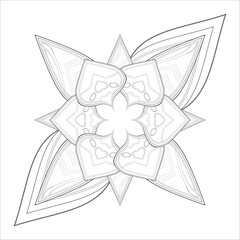Coloring Page for Fun and Relaxation. Hand Drawn Sketch for Adult Anti Stress. Decorative Abstract Flowers in Black Isolated on White Background.-vector
