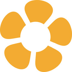 yellow flat flower  element isolated on white