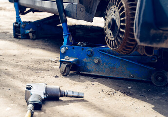 Seasonal tire change at a tire shop service