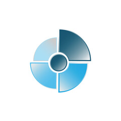 Illustration vector graphic of 3d hd blue quarter circle diagram. modern 3d style design. suitable for use for presentations, power point, study, etc. design vector templates.