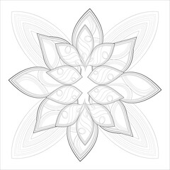 Decorative Doodle flowers in black and white for coloring book, cover or background. Hand drawn sketch for adult anti stress coloring page.-vector