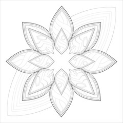 Decorative Doodle flowers in black and white for coloring book, cover or background. Hand drawn sketch for adult anti stress coloring page.-vector