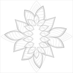 Decorative Doodle flowers in black and white for coloring book, cover or background. Hand drawn sketch for adult anti stress coloring page.-vector